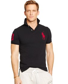 تصویر پولو شرت رالف لورن Ralph Lauren CUSTOM-FIT BIG PONY POLO BLACK/RL2000 RED 