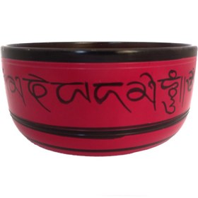 تصویر کاسه تبتی آلومینیوم قرمز قطر دهانه 19.5cm 