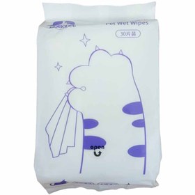 تصویر دستمال مرطوب 30 عددی حیوانات خانگی مدل تائو تائو پتز 