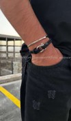 تصویر دستبند طنابی طرح امگا مردانه و زنانه - زرشکی با قفل مشکی men bracelete