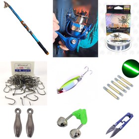 تصویر ست لوازم ماهیگیری چوب ایل کینگ یانگ و چرخ سیل استار (Silstar) Eaglekingyang and Silstar fishing package