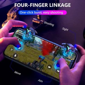 تصویر دسته بازی 4 انگشتی لیزری کالاف دیوتی و پابجی مدل A1 A1 PUBG Metal Pulse Trigger Mobile Gaming Joystick