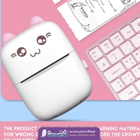 تصویر پرینتر حرارتی بی مدل Mini Printer طرح گربه 