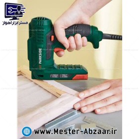 تصویر منگنه و میخکوب برقی دو کاره 220 ولت پارکساید لیسانس آلمان مدل PHET 15 B1 PARKSIDE میخ کوب 