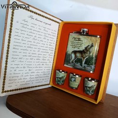 تصویر پکیج کادویی قمقمه مردانه طرح گرگ 