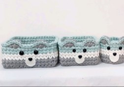 تصویر ست سیسمونی تریکو طرح خرس مدل گندمی 