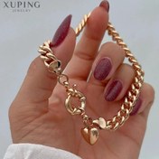 تصویر دستبند ژوپینگ طرح کارتیر با آویز قلب ابکاری طلا 