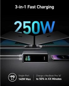 تصویر پاوربانک 250 واتی انکر ظرفیت 27650 میلی‌آمپر مدل A1340 Anker Prime Power Bank 27,650mAh 3-Port 250W Portable Charger A13400