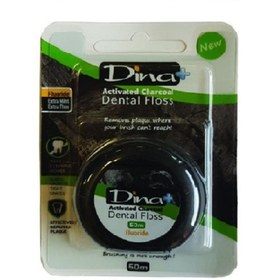 تصویر نخ دندان خیلی نازک زغال اکتیو دینا 50 متر Dina Activated Charcoal Deental Floss 50 m