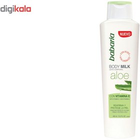 تصویر شیر بدن باباریا حاوی عصاره آلوئه ورا و ویتامین E حجم 400 میل Babaria Aloe Vera & Vitamin E Body Milk 400 ml