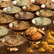 تصویر کاسه دورو برنجی میناکاری 