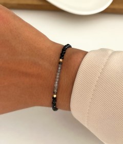 تصویر دستبند گوی و سنک مشکی 