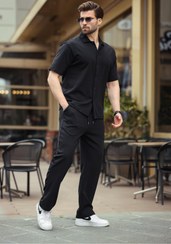 تصویر ست هودی و شلوار مردانه مشکی مدل E7313 