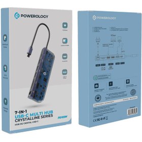 تصویر هاب 7 پورت پاورولوژی مدل کریستال p71ushtp Powerology Crystalline Series 7 in 1 Multi Hub