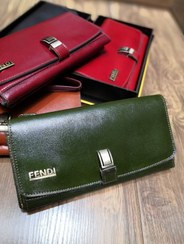 تصویر خرید کیف پول زنانه چرم گاوی طبیعی رنگی برند فندی 