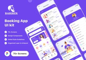 تصویر کیت رابط‌کاربری اپلیکیشن رزرو آرایشگر | Barber Booking Kit 