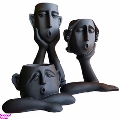 تصویر گلدان دکوری مجموعه ۳ عددی طرح متفکر و افسوس 