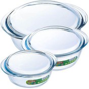 تصویر ست قابلمه پیرکس فرانسه ۳ عددی سایز ۱، ۱.۶ و ۲.۴ لیتر 