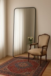 تصویر آینه قدی فلزی ۱۸۰×۸۰ با فریم مشکی و چهارگوشه گرد H101