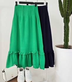 تصویر دامن لینن چین دار کد 4881 