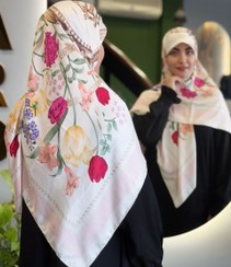 تصویر روسری ساتن ابریشم لاله 