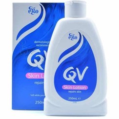 تصویر لوسیون مرطوب کننده صورت و بدن کیووی ۲۴ ساعته مناسب پوست خشک QV skin lotion حجم 250 میل 