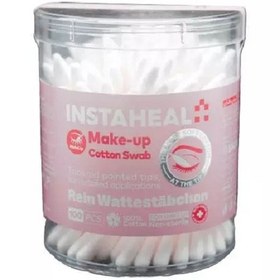 تصویر گوش پاک کن ارایشی اینستاهیل بسته 100 عددی ظرف شیشه ای اعلا Instahil cosmetic ear cleaner, pack of 100 