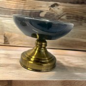 تصویر کاسه شکلات خوری و میوه خوری پایه فلزی طلایی سنگی مرمر هدیه تولد و جهیزیه عروس 