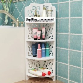 تصویر گالری شلف محمد کنجی گلدار زمینی و دیواری 4طبقه حمام توالت ضدآب مناسب شامپو و لوازم بهداشتی 