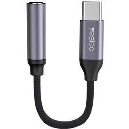 تصویر مبدل Aux تایپسی یسیدو YESIDO YAU19 طول 5.5 سانتیمتر کابل تبدیل USB-C به جک 3.5 میلی‌متری USB-C به جک 3.5 میلی متری