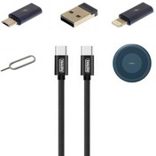 تصویر کابل تبدیل USB/USB-C به microUSB / لایتنینگ / USB-C ریمکس مدل RC_190 طول 0.29 متر به همراه سوزن سیم کارت 