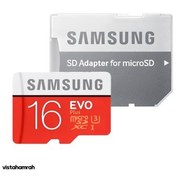تصویر کارت حافظه microSDXC سامسونگ مدل Evo Plus کلاس 10 استاندارد UHS-I U1 سرعت 80MBps همراه با آداپتور SD ظرفیت16 گیگابایت 