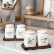 تصویر ست نمکدان بازیره چوبی 