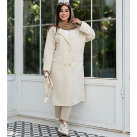 تصویر بارانی زنانه بدون آستر بلند مدل آوا - کد 4101 - فری سایز (48-36) / Trench Coat Model Ava - Code 4101