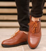 تصویر کفش مجلسی مردانه مدل 6024 رنگ عسلی از چرم مصنوعی 