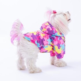 تصویر لباس سگ چند رنگ Rosea Comoflage Mesh Dog Coat Raincoat Claus FM2350 Pawstar 