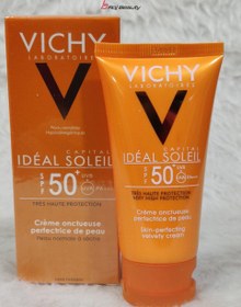 تصویر فلوئید ضد آفتاب رنگی ویشی مدل Ideal Soleil  SPF50 ا Vichy Ideal Soleil Dry Touch BB Tinted SPF50 Cream 50ml Vichy Ideal Soleil Dry Touch BB Tinted SPF50 Cream 50ml