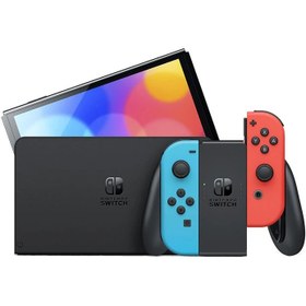 تصویر کنسول بازی قابل حمل نینتندو مدل Switch OLED Neon Blue and Neon Red Joy-Con 