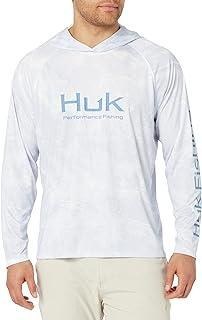 HUK Mens Pursuit Vented Long Sleeve Hoodie, Fishing Shirt with Hood