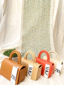 تصویر مینی بگ دوشی و دستی سایز کوچک رنگ نارنجی-سفید برند ZARA Mini bag