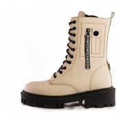 تصویر بوت بغل زیپ دکمه ای کرم 