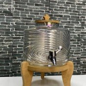 تصویر کلمن شیشه ای پایه چوبی هولوگرامی مدل ترانه 