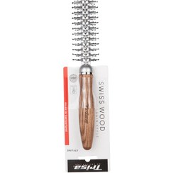 تصویر برس گرد دسته چوبی با پین پلاستیکی سایز کوچک تریزا TRISA Swiss Wood Hair Style Brush 374563