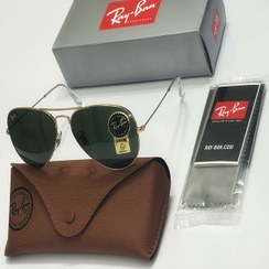 تصویر عینک آفتابی ریبن RayBan خلبانی اورجینال مدل 3025 شیشه سبز فریم طلایی کد 280 