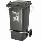 تصویر سطل زباله پلاستیکی ۱۲۰ لیتری پدالدار چرخدار سبلان 