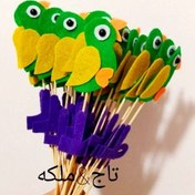 تصویر گیفت طوطی نمدی بعلاوه نشانه ط، تاپر طوطی،گیفت الفبا،گیفت مدرسه 