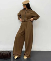 تصویر ست دو تیکه زنانه فری سایز - کرم 