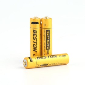 تصویر باتری نیم قلمی قابل شارژ بستون مدل LION کد MICROUSB بسته چهار عددی 