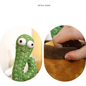 تصویر عروسک کاکتوس پشمالو رقصان و سخنگو با موسیقی و نور برند kelebek - invalid brand Talking Dancing Potted Cactus Plush Toy with Music and Light