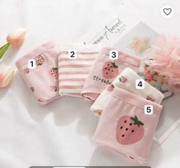 تصویر شورت نخی عروسکی xl طرح توت فرنگی - پک ۵ عددی 